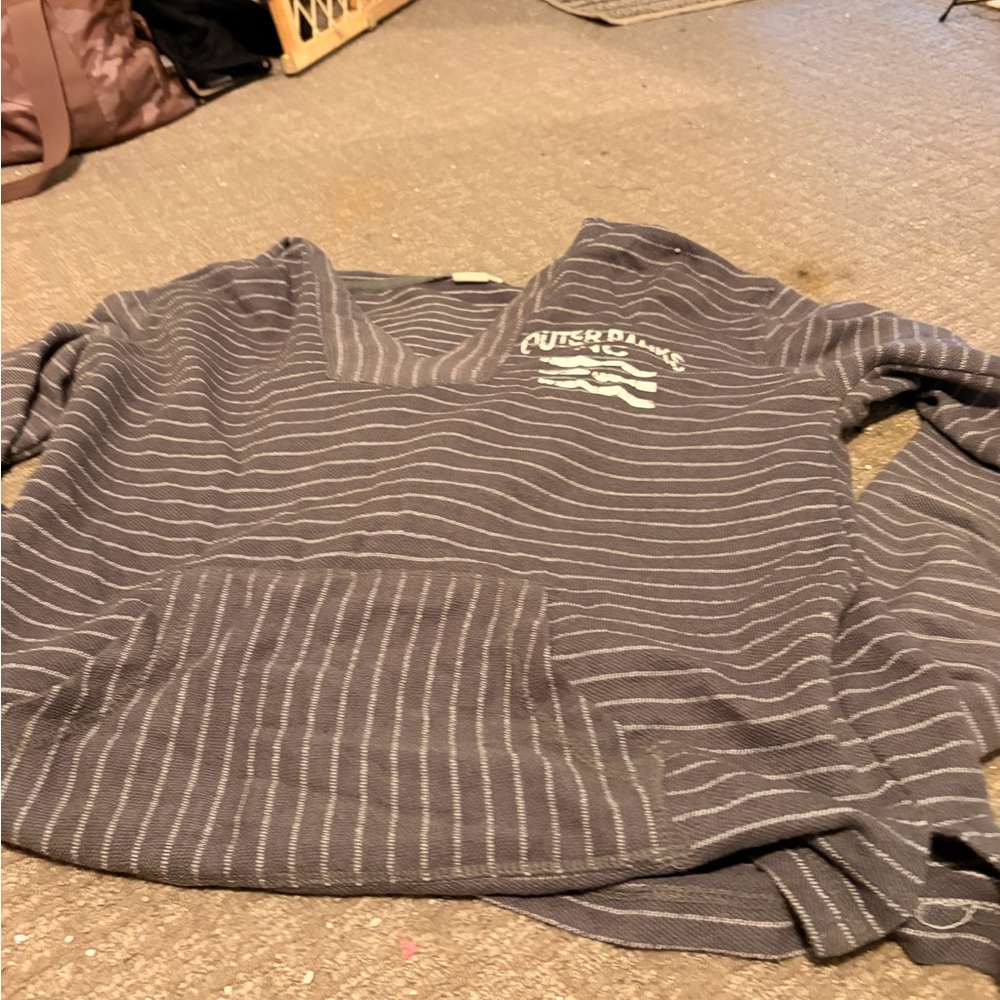 Quiksilver Charcoal and White Striped Pullover